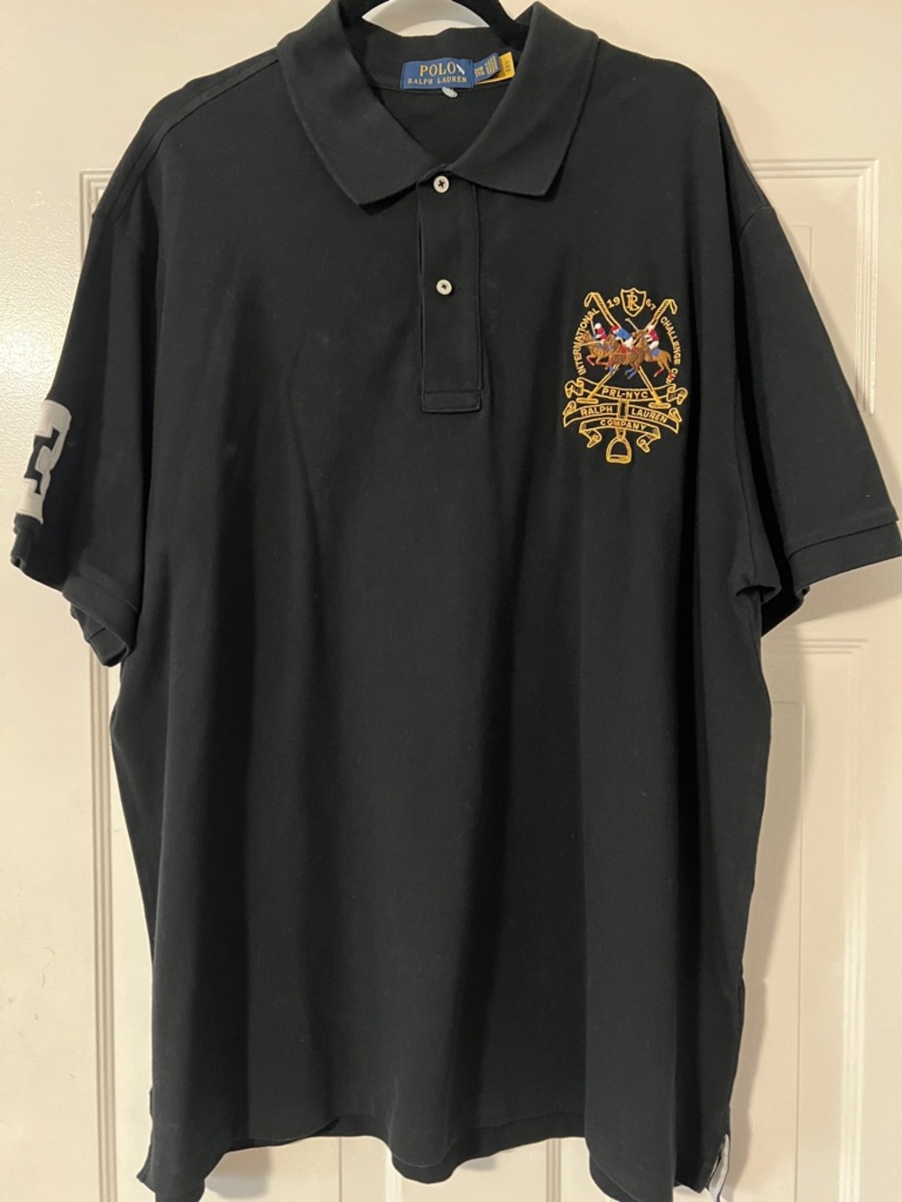 Polo by Ralph Lauren Black Polo with Gold Crest and Sleeve Numeral